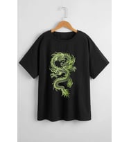 Çocuk Green Dragon Pamuklu Tshirt (Siyah)