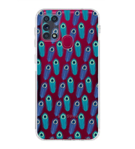 PrintiFy Samsung Galaxy M31 ile Uyumlu Nazar Boncuğu 4 Baskılı Kamera Korumalı Şeffaf Silikon Kılıf