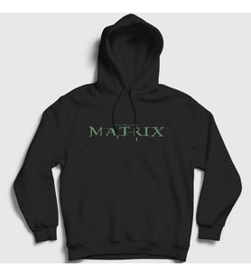 Presmono Unisex Siyah Logo Film The Matrix Kapüşonlu Sweatshirt 253860tt
