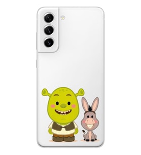 Samsung Galaxy S22 Uyumlu Shrek ve Eşek Tasarımlı Şeffaf Telefon Kılıfı