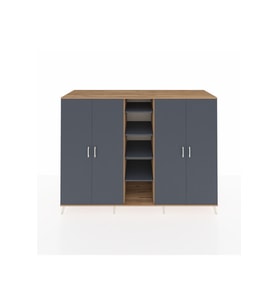 Kronos Dolap 12 Raflı 4 Kapaklı 220x59x163 Çam-Antrasit