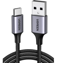 USB-A & USB-C Örgülü Şarj ve Data Kablosu, 25 Santimetre, Siyah, 60124