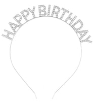 Periboia Gümüş Kristal Taşlı Happy Birthday Tacı (Karışık)