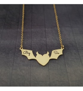 Kişiye Özel Gümüş Yarasa Kolye