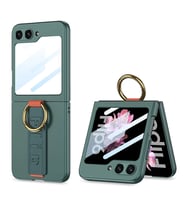 Galaxy Z Flip 6 Kılıf Kamera Korumalı Yüzüklü Karbon Tasarımlı Zore Flip Ring Kıpta Kapak