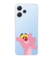 Xiaomi Redmi 12 Uyumlu Uyumlu Pembe Panter Tasarımlı Şeffaf Telefon Kılıfı
