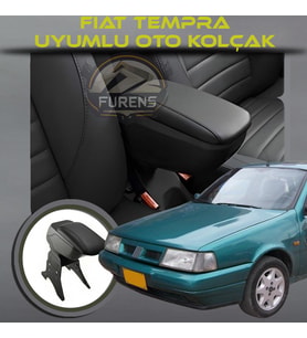Fiat Tempra Uyumlu Kol Dayama Ve Kolçak Sürgülü Bardaklıklı Ayarlanabilir Siyah Deri