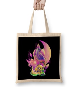 Skull & Crow RPG Gamer Fantasy Gaming Pastel Art Bez Çanta Uzun Saplı