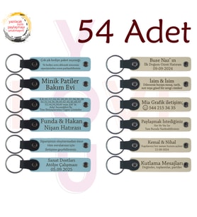 G Mavi & Sütlü Kahve, 54’lü Set, İsim Ve Mesajlı Deri Anahtarlık, Sosyal Bilgiler Öğretmeninden Anı