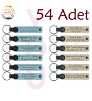 G Mavi & Sütlü Kahve, 54’lü Set, İsim Ve Mesajlı Deri Anahtarlık, Sosyal Bilgiler Öğretmeninden Anı