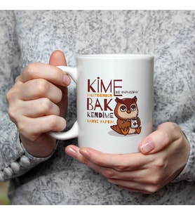 Kime Ne Yaptıysam Hakettiğinden Baskılı Beyaz Kupa