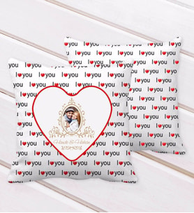 BK Gift Kişiye Özel İsimli Fotoğraflı I Love You Kalp Desenli Dekoratif Kırlent Yastık-2 (Beyaz)