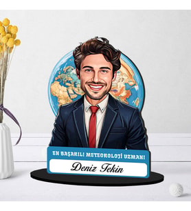 Kişiye Özel Erkek Meteoroloji Uzmanına Hediye Karikatürlü Biblo