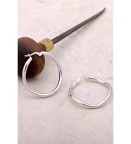 Dalga Tasarımlı Gümüş 34 mm Halka Küpe 4980