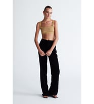 Styleboom X Peraluna DORIS BRALET Düğme Detaylı Askılı Simli Kadın Triko Bralet - Altın