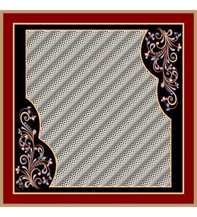 Geometrik Desen Black Seri Twill Eşarp Eşarp Askısı ile Birlikte 90x90 cm Bej Kı