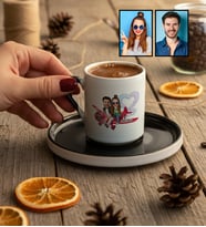 Kişiye Özel Karikatürlü Uçuyorum Aşkından Sevgiliye Hediye Türk Kahvesi Fincanı Sevgililer Günü Hediyesi