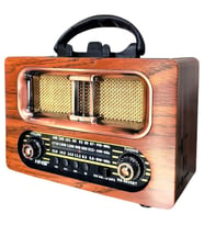 Büyük Boy Retro, Nostaljik, Ahşap Tasarım Bluetooth Hoparlörlü, Şarjlı, Taşınabilir FM/AM Destekli Radyo NS-6635 (5343)