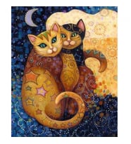 Gece Ve Gündüz Kedilerin Aşkı  Kasnaklı 40 x 50 cm