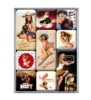 Nostalgic Art Pin-Up Beach Magnet Set 9 Parça