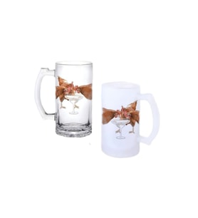 Ghostbastır Design Alkolik Tavuklar Kulplu Bira Bardağı Buzlu veya Şeffaf Seçenekli 004