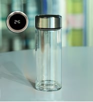 Derece Göstergeli Çift Cidarlı 300ml Cam Matara