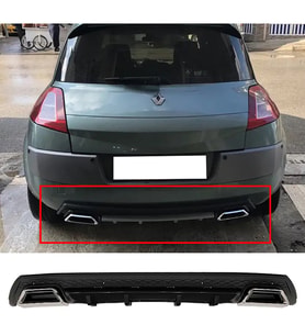 Renault Megane 2 HB Siyah Difüzör Çiftli Kare Egzoz Görünümlü D Tip Difizör 2002 - 2009
