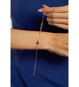 Zirkon Taşlı Mineli Rose Kalp Minimal Gümüş Bileklik