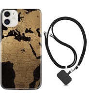 Apple iPhone 11 12 13 Mini Kılıf Boyun Askılı Silikon Map Planet 1656