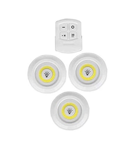 3'lü Kablosuz LED Spot Lamb Seti, Uzaktan Kumandalı, Yapışkanlı A19 (Krem)