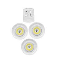 3'lü Kablosuz LED Spot Lamb Seti, Uzaktan Kumandalı, Yapışkanlı A19 (Krem)
