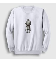 Presmono Unisex Beyaz Josef Oyun Machinarium Sweatshirt 509888tt (Beyaz)