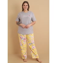 Mirano 4500 Kısa Kollu Çiçekli Süprem Kumaş Büyük Beden Kadın Pijama Takımı