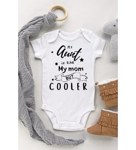 Unisex Bebek Beyaz Aunt Cooler Kısa Kollu Çıtçıtlı Body Zıbın