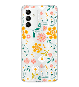 Samsung Galaxy M13 Kapak Çiçek Tasarımlı Şeffaf Kılıf