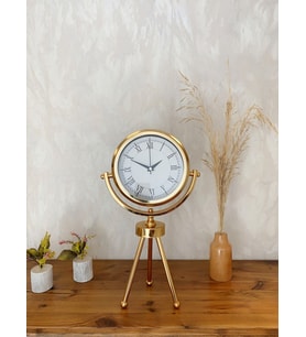 Gold Metal Mini Tripod Masa Saati 45×26 Cm