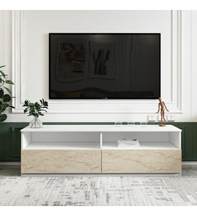TV Sehpası Optik Beyaz Traverten 144 cm