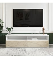 TV Sehpası Optik Beyaz Traverten 144 cm