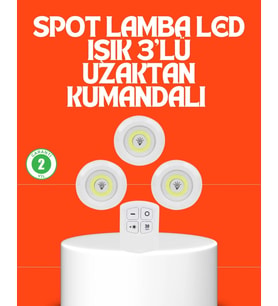 Kablosuz 3 Lü Spot Led Lamba Seti Uzaktan Kumandalı Enerji Tasarruflu Aydınlatma