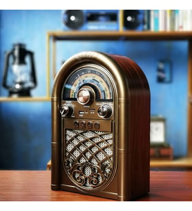 Nostaljik Tasarımlı Bluetooth Radyo – FM AM SW Destekli, USB TF Girişli Şarjlı Retro Hoparlör, Retro Görünümlü Kablosuz Radyo – Bluetooth, USB, TF Kart, Şarjlı Pilli Multimedya Müzik Çalar (Kahverengi)