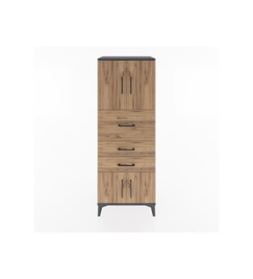 Hyperion Dolap 2 Raflı 3 Çekmeceli 4 Kapaklı 60x44x163 Antrasit-Çam