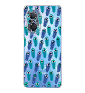 PrintiFy Huawei Nova 9 Se ile Uyumlu Nazar Boncuğu 4 Baskılı Kamera Korumalı Şeffaf Silikon Kılıf