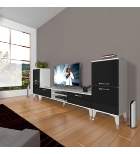 Decoraktiv Eko ON2 Mdf Dvd Silver Tv Ünitesi Tv Sehpası (Siyah - Beyaz)