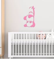 BK Gift Sevimli Panda Tasarımlı Çocuk Odası Ahşap Duvar Süsü-2 (Beyaz)
