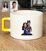 Kişiye Özel Karikatürlü Süper Kahraman Çift Sevgililer Lüks Fincan Sevgililer Günü Hediyesi