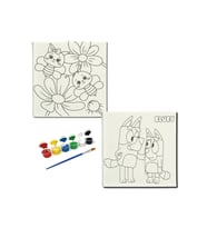 Okul Etkinliği-2'li Tuval Boyama Seti. 20x20 Cm Uv Baskı 6 Akrilik Boya 1 Fırça-model-228