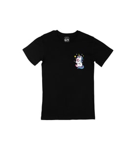 Unicorn Cep Logo Tasarımlı Siyah Tişört