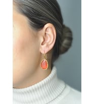 Kadir Jewellery 22 Ayar Altın Kaplama Fosil Taşlı Küpe -El İşçiliği Ve Hipoalerjenik Küpe