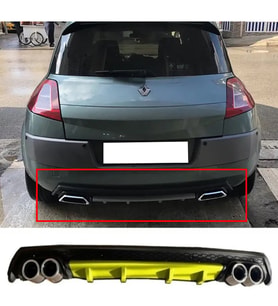 Renault Megane 2 HB Sarı Difüzör Çiftli Yuvarlak Egzoz Görünümlü D Tip Difizör 2002 - 2009