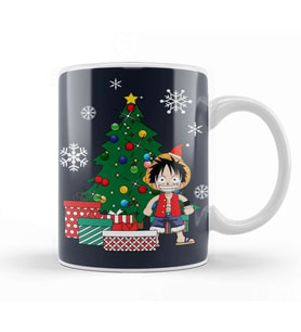 Monkey D Luffy Around The Christmas Tree Kupa Bardak Porselen